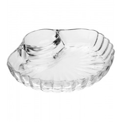 Petisqueira 21,5cm X 19,5cm X 3,5cm Com Divisoria Para Molho Shell Vidro